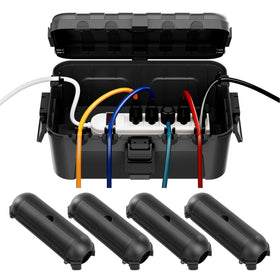 Restmo outdoor box large front view protects power strips outdoors.