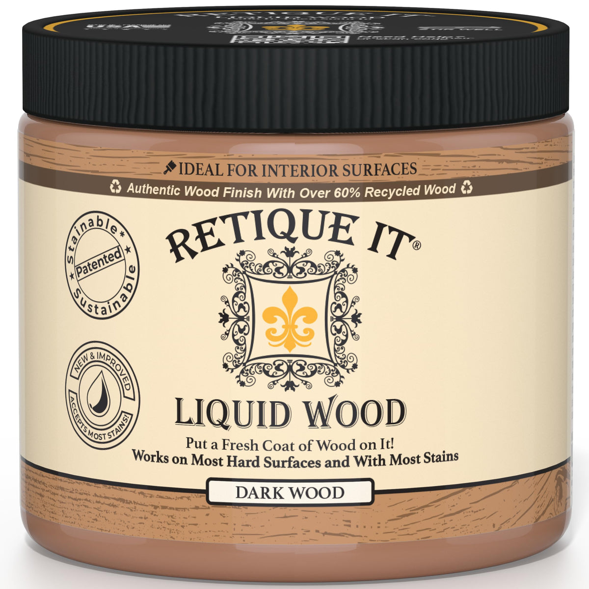 Retique It dark-wood base coat for a rich foundation ready for staining.