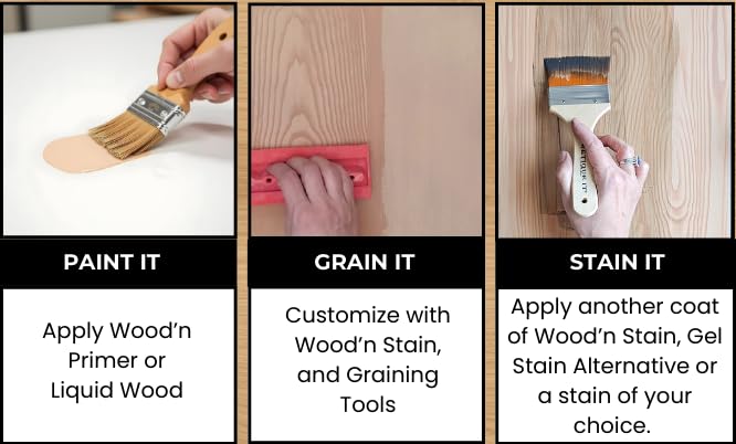 Retique It wood grain tool set in use delivering textured grain