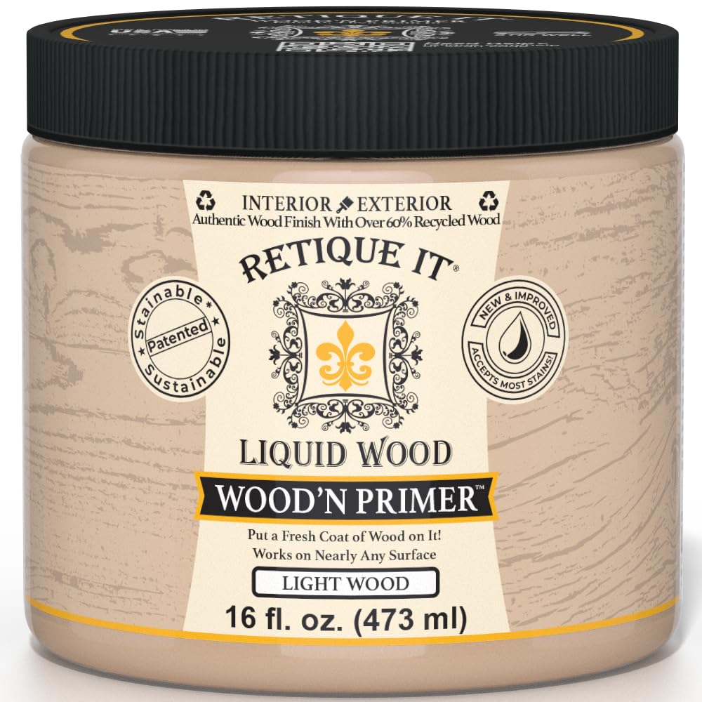 Retique It Wood'n Primer on a light wood surface ready for stain application.