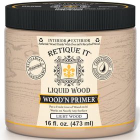 Retique It Wood'n Primer on a light wood surface ready for stain application.