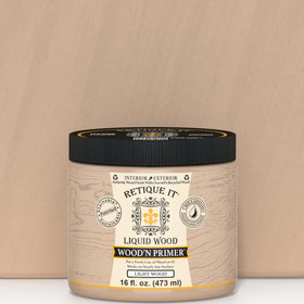 Retique It Wood'n Primer swatch demonstrating deeper stain penetration.
