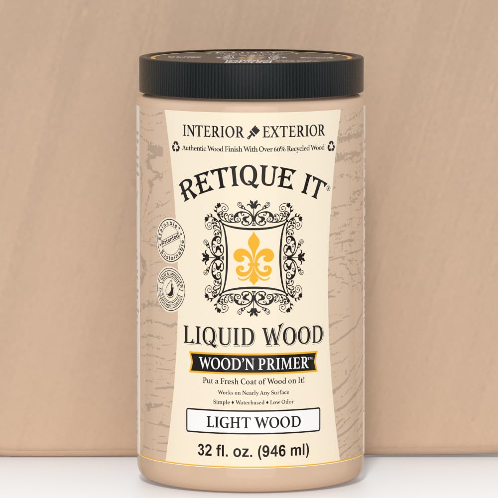 Close-up of Wood'n Primer reveals wood-like texture ready for stain.