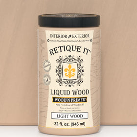 Close-up of Wood'n Primer reveals wood-like texture ready for stain.