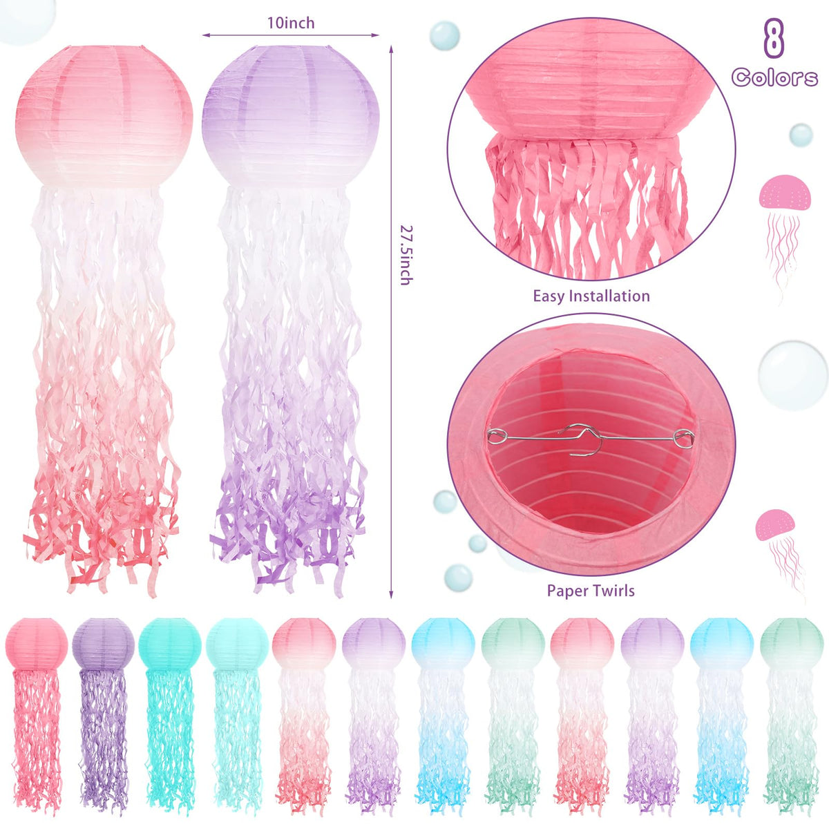 Retisee jellyfish lanterns feature iron frames for sturdy display