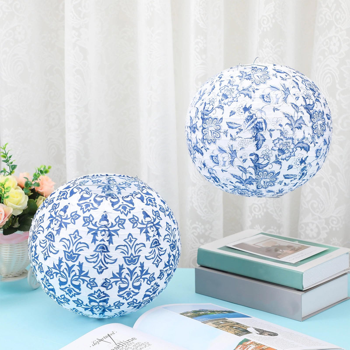 Retisee porcelain print lantern with blue patterns for weddings