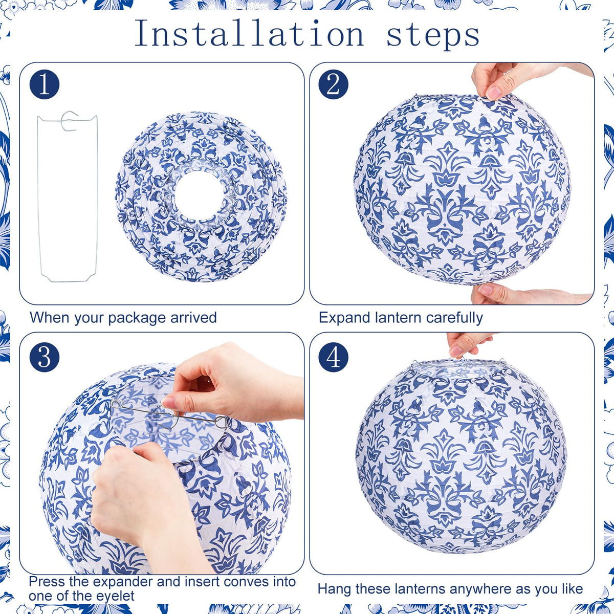 Retisee two pattern options for versatile blue and white decor