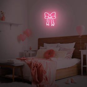 Retisee pink bow neon sign bedroom ambience with cozy glow