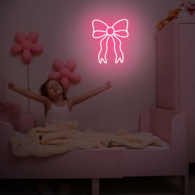 Retisee pink bow neon sign party backdrop enhances events with glow