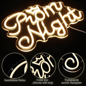 Retisee Prom Night neon sign emits warm white glow for cozy celebrations