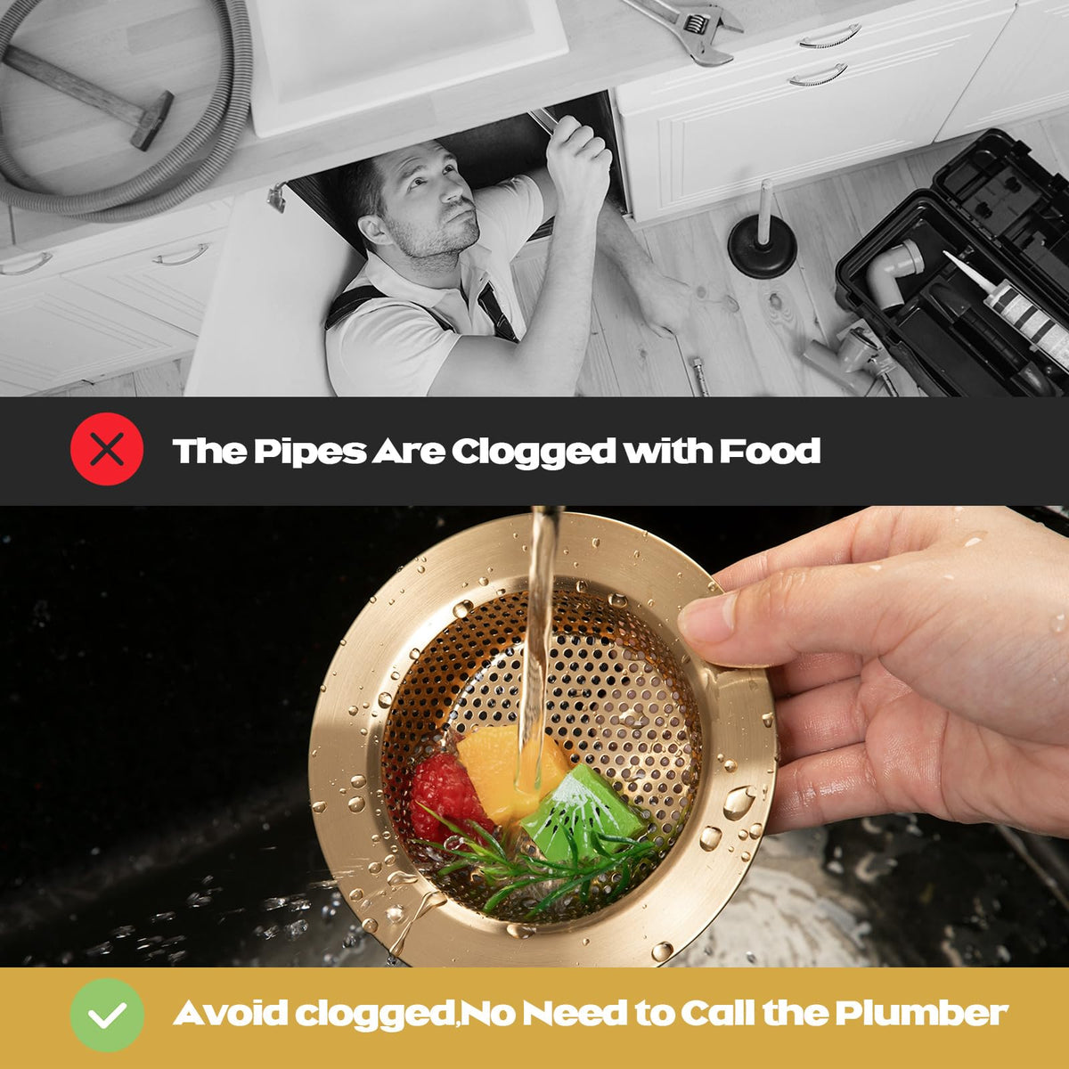 Retisee stainless steel sink strainer provides durable, long-lasting construction.