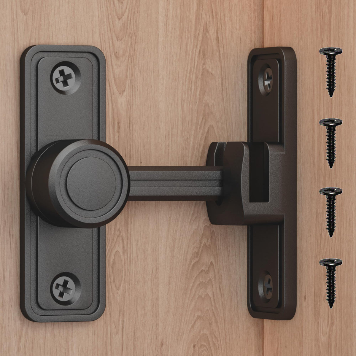 RETRIN barn door latch 90-180 swing secures interior privacy.