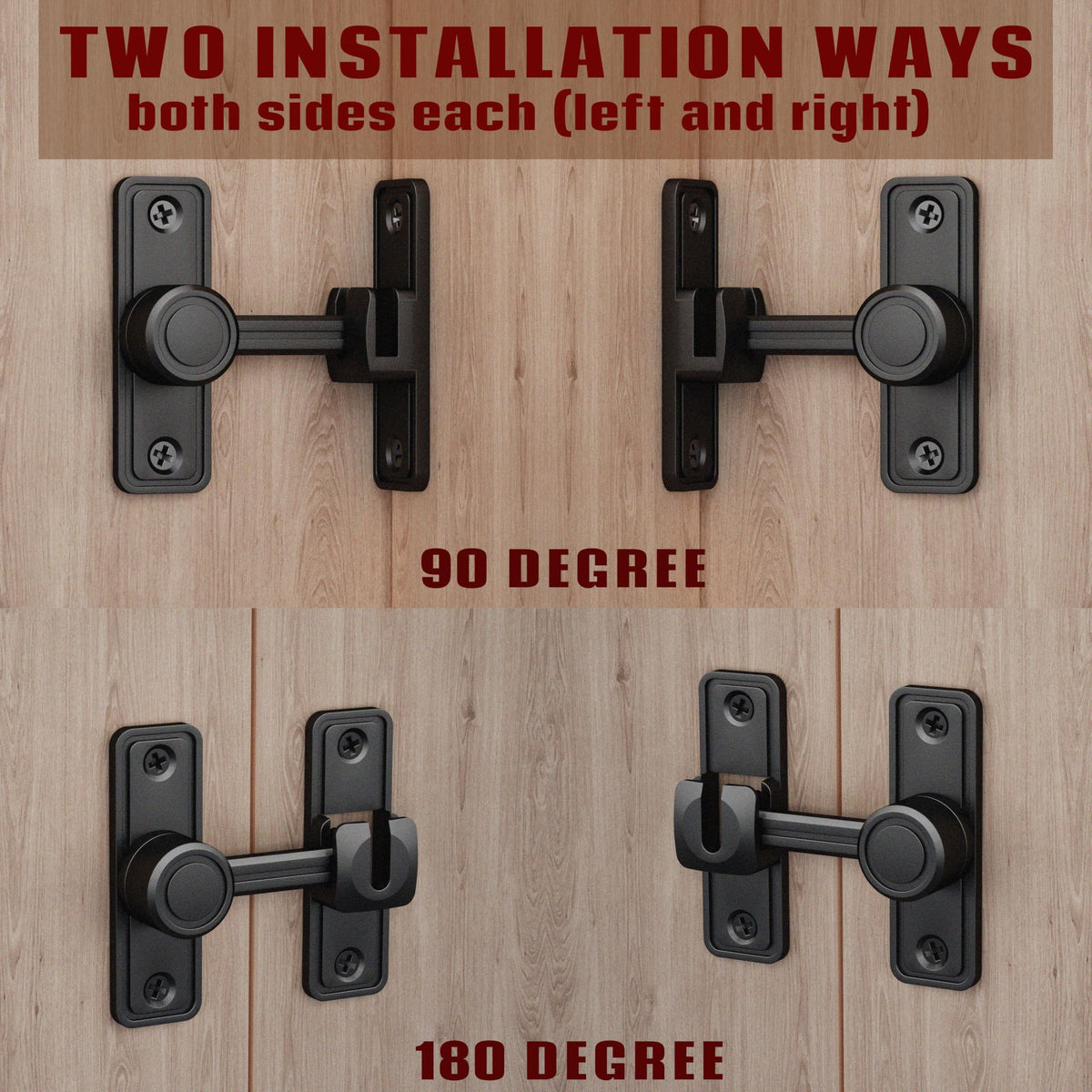 RETRIN barn door latch adhesive or screw mount fits any setup with easy installation.