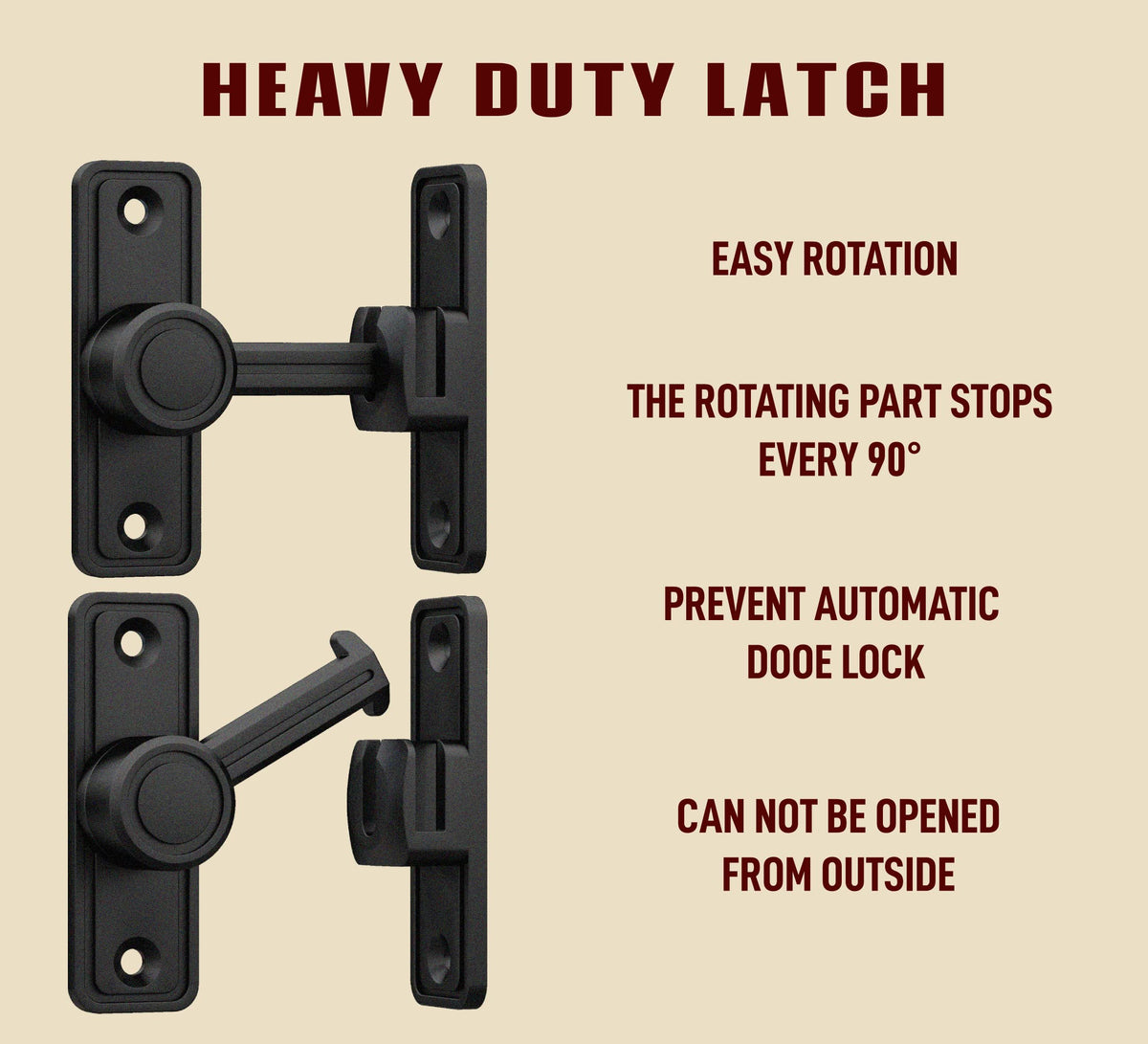 RETRIN barn door latch black finish blends with décor while protecting privacy.