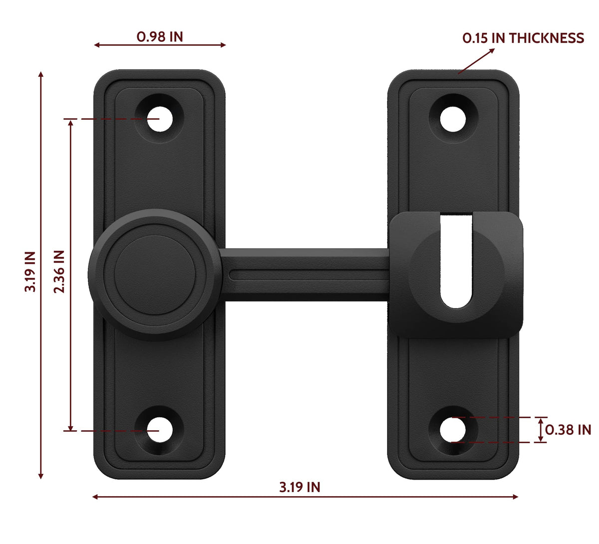 RETRIN barn door latch zinc alloy durability resists wear and corrosion.