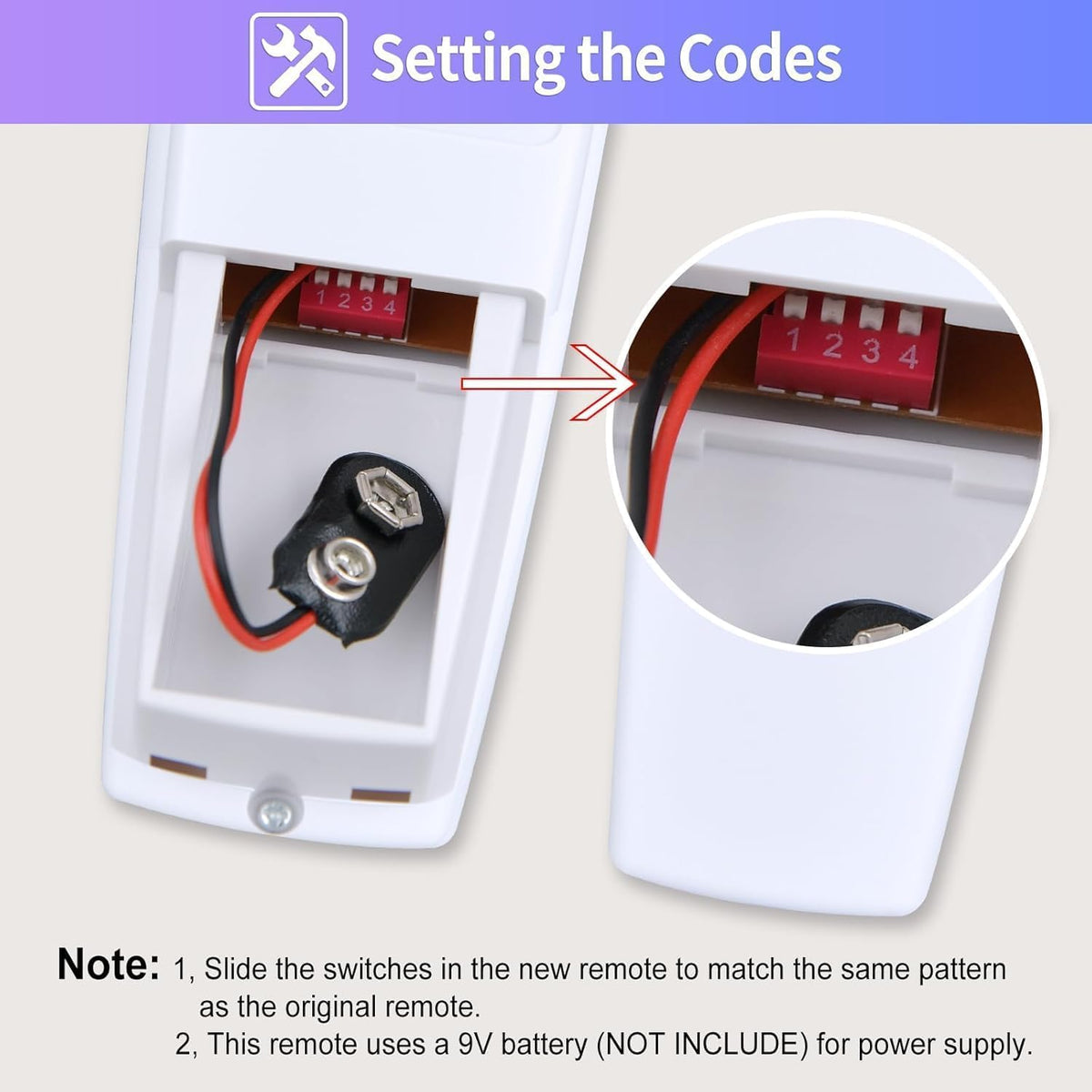 RETROSUN remote packaging showing remote, wall mount, and manual.