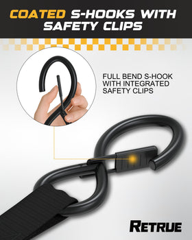 RETRUE soft loops minimize strap wear and protect cargo surfaces.