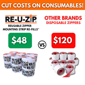 RE-U-ZIP mounting strip refills easy peel and stick for fast installation