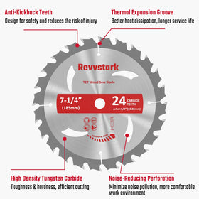Revvstark laser-cut kerf blade offers faster, more precise cuts.