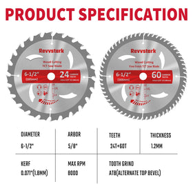 Revvstark 6-1/2 inch blade 60T delivers clean plywood cuts