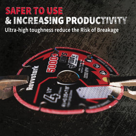 Revvstark wheel cleanly cuts rebar for faster framing work.