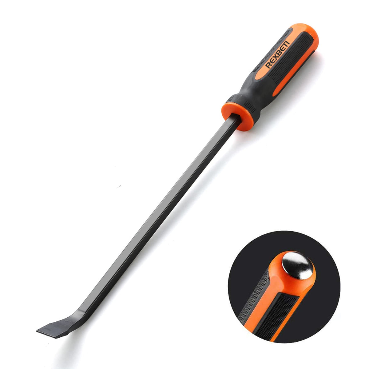 REXBETI 16-inch pry bar full view demonstrates heavy-duty construction for tough prying tasks.