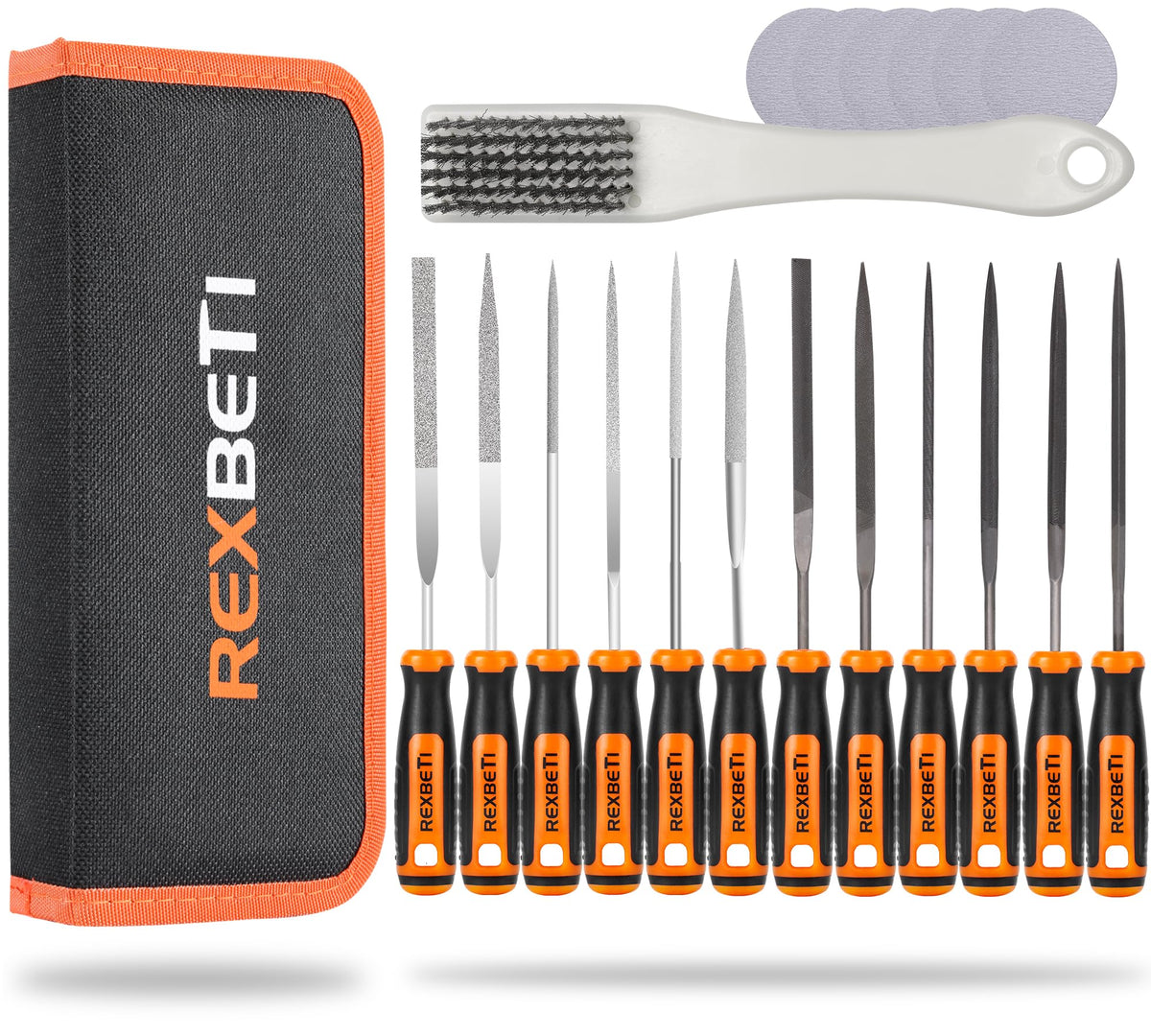 REXBETI 19Pcs metal needle file set case, organized for portable precision work