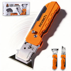 REXBETI 2-in-1 folding knife and scraper assembled for versatile cutting tasks.