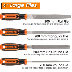 REXBETI 25-piece half-round file for curved surfaces