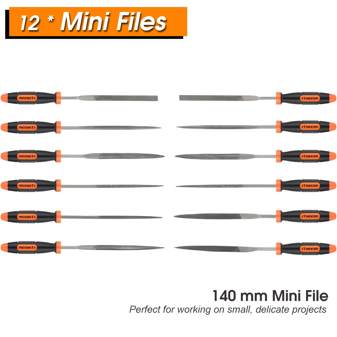 REXBETI 25-piece round file for precise shaping