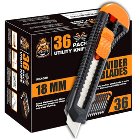REXBETI 36-pack utility knife blade delivers razor-sharp precision for clean cuts.