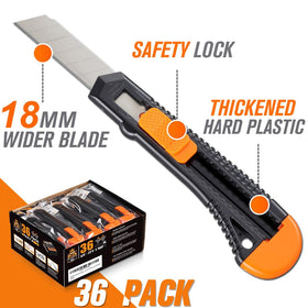 REXBETI 36-pack knife mechanism delivers smooth extension and retraction for quick use.