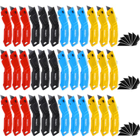 REXBETI 36-pack retractable box cutter red handle ideal for quick carton opening.