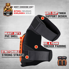 REXBETI knee pads with anti-slip strap for secure fit during roofing or flooring jobs