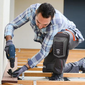 REXBETI knee pads used in flooring installation for cushion and protection