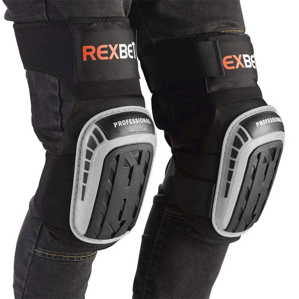 REXBETI knee pads gray ergonomic design with secure fit