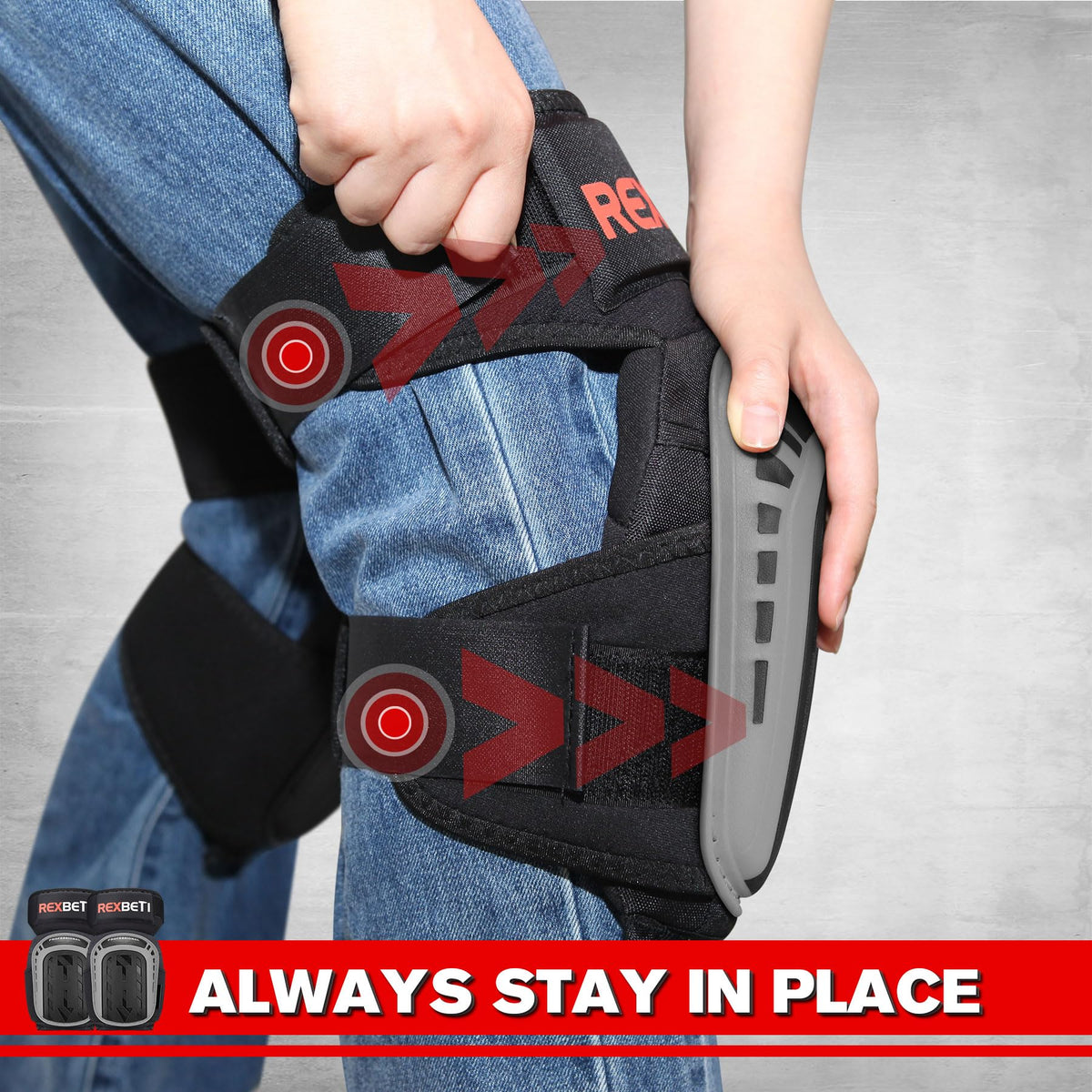 REXBETI knee pads reinforced stitching for long-lasting durability