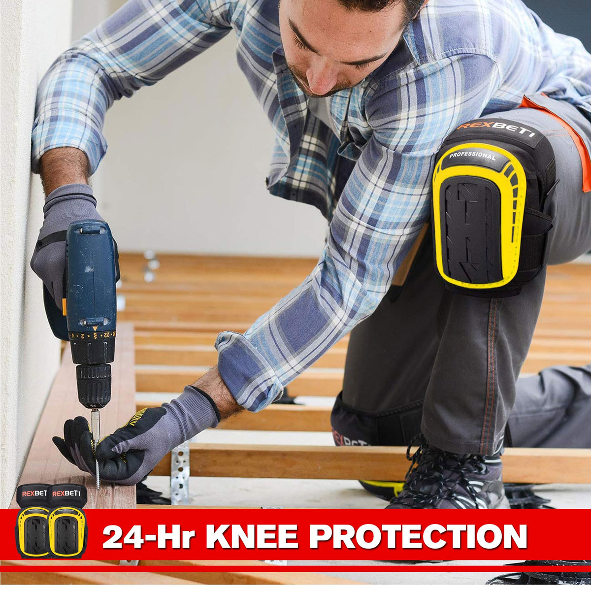 REXBETI knee pads with reinforced stitching for daily wear.