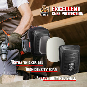 REXBETI knee pads secured by straps stay in place during roofing