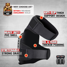 REXBETI knee pads secure strap and thigh support for a stable fit