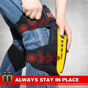 REXBETI knee pads with thigh-support design to stay in place during work.