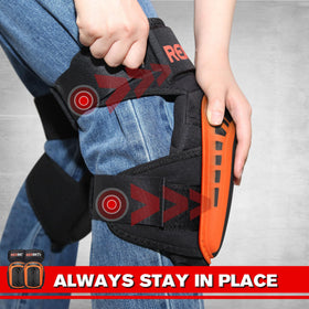 REXBETI knee pads featuring thigh-support design for a secure ergonomic fit