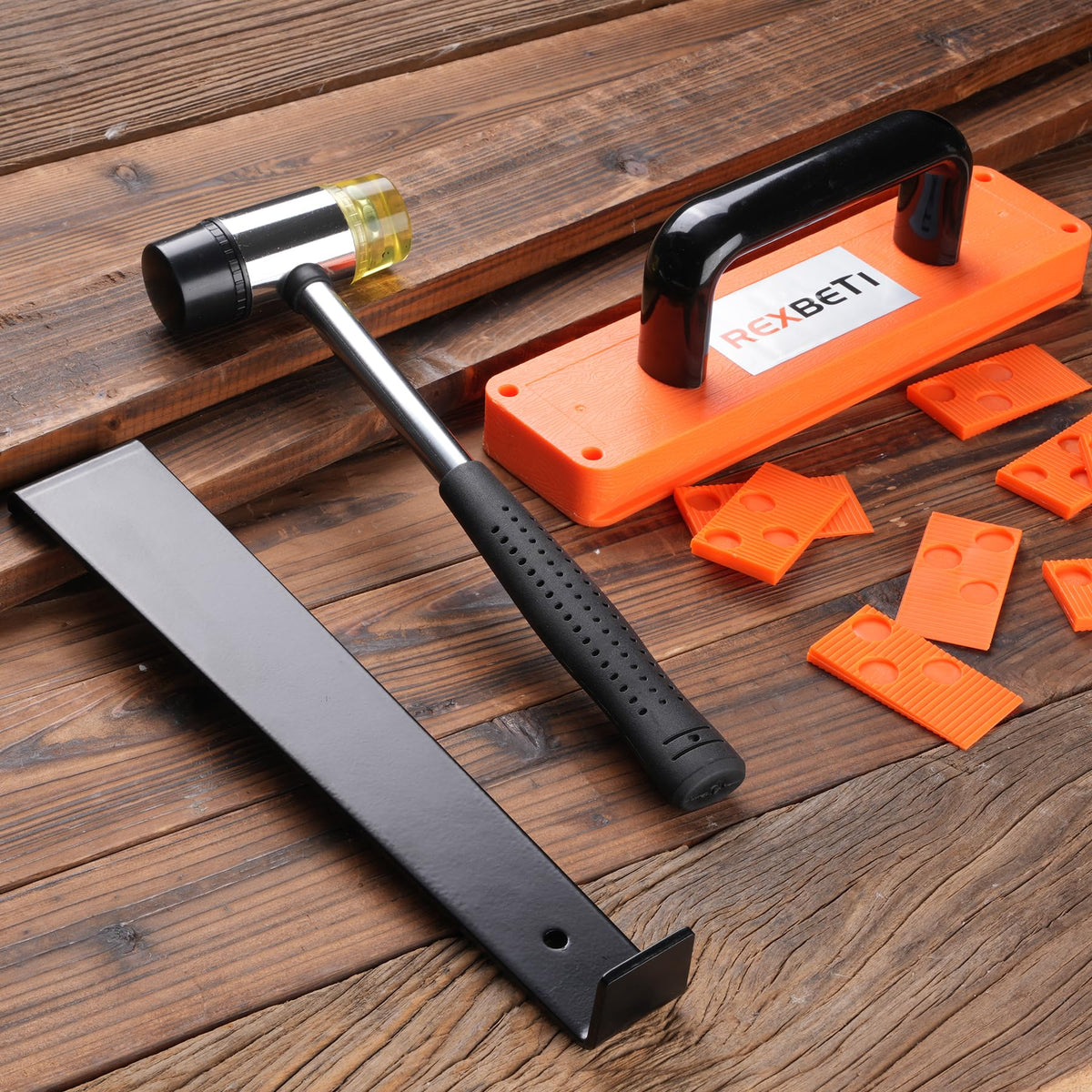 REXBETI laminate install pull bar with floor protection pads preventing scratches