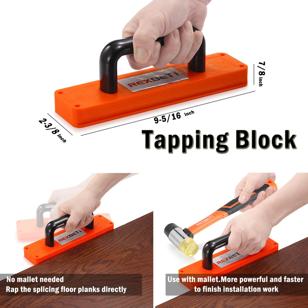 REXBETI square-head pull bar protects floors while guiding plank installation