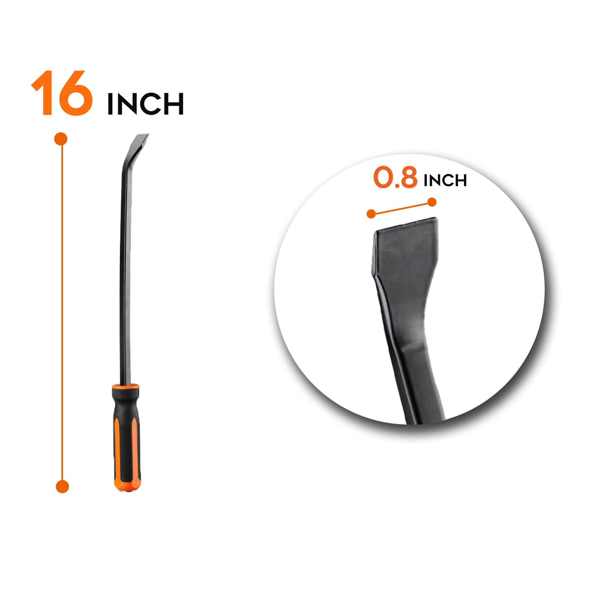 REXBETI pry bar blackened shaft finish reduces flex under load.
