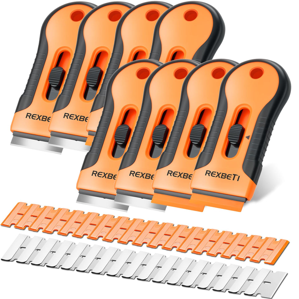 REXBETI razor scraper tool set of eight for heavy-duty removal tasks