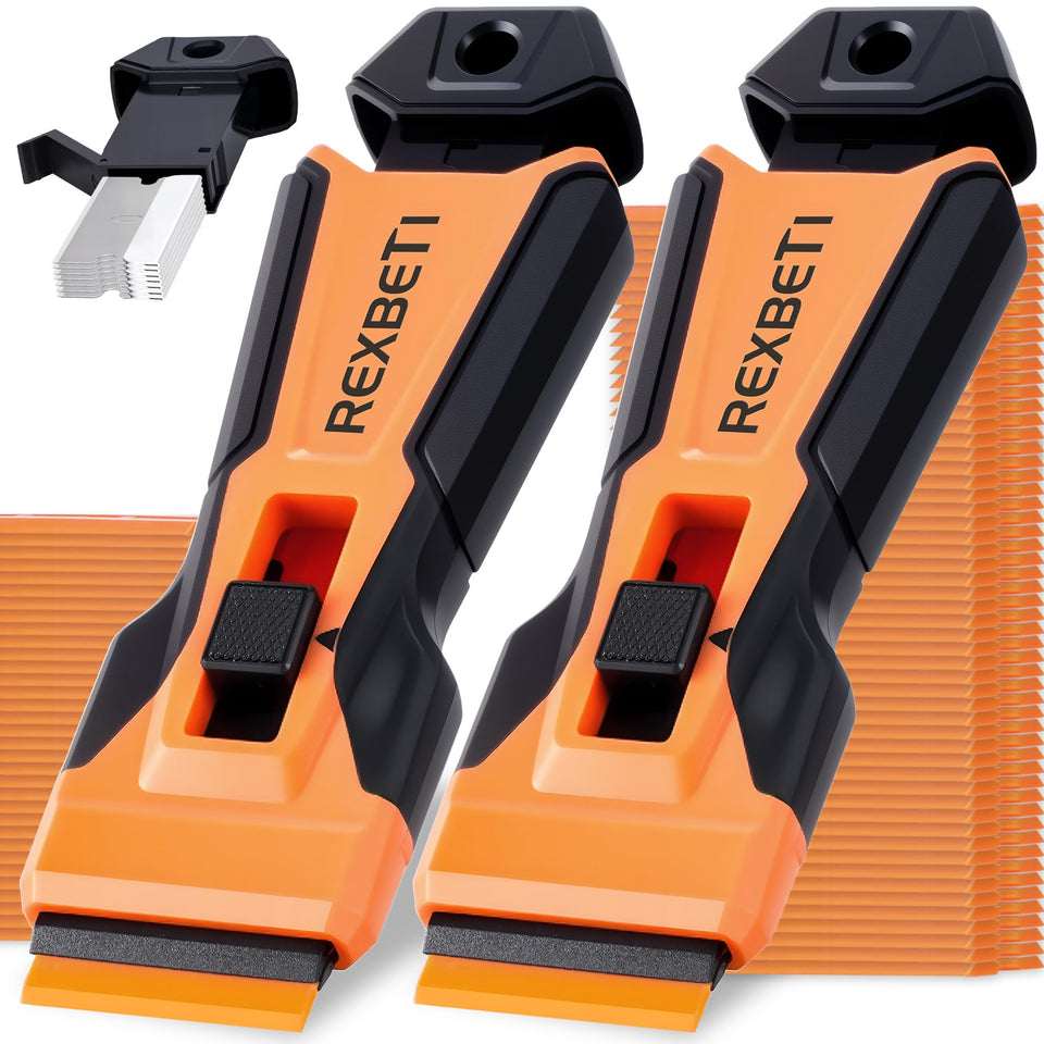 REXBETI Razor Scraper Tool pack for versatile surface preparation and easy sticker removal.