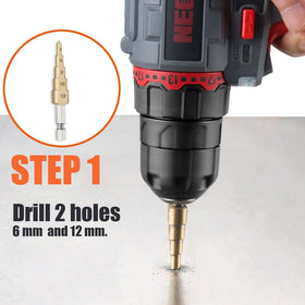 REXBETI sheet metal nibbler with extra punch and die for versatile cuts.