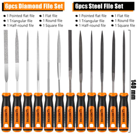 REXBETI steel files 6pc durable tools for smooth finishing