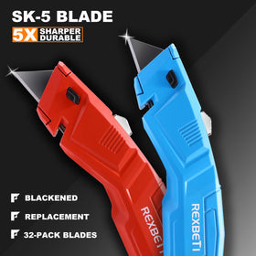 REXBETI utility knife blue handle ergonomic grip for extended use